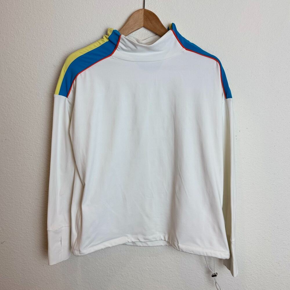 L'Etoile Sport XS Performance Long Sleeve Blue Red Yellow Stripe Funnel Neck